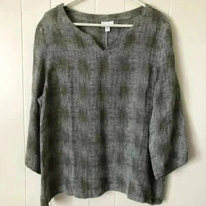 Pure
Jill Women’s 3/4 Sleeve Linen Blend Top Blouse Size L